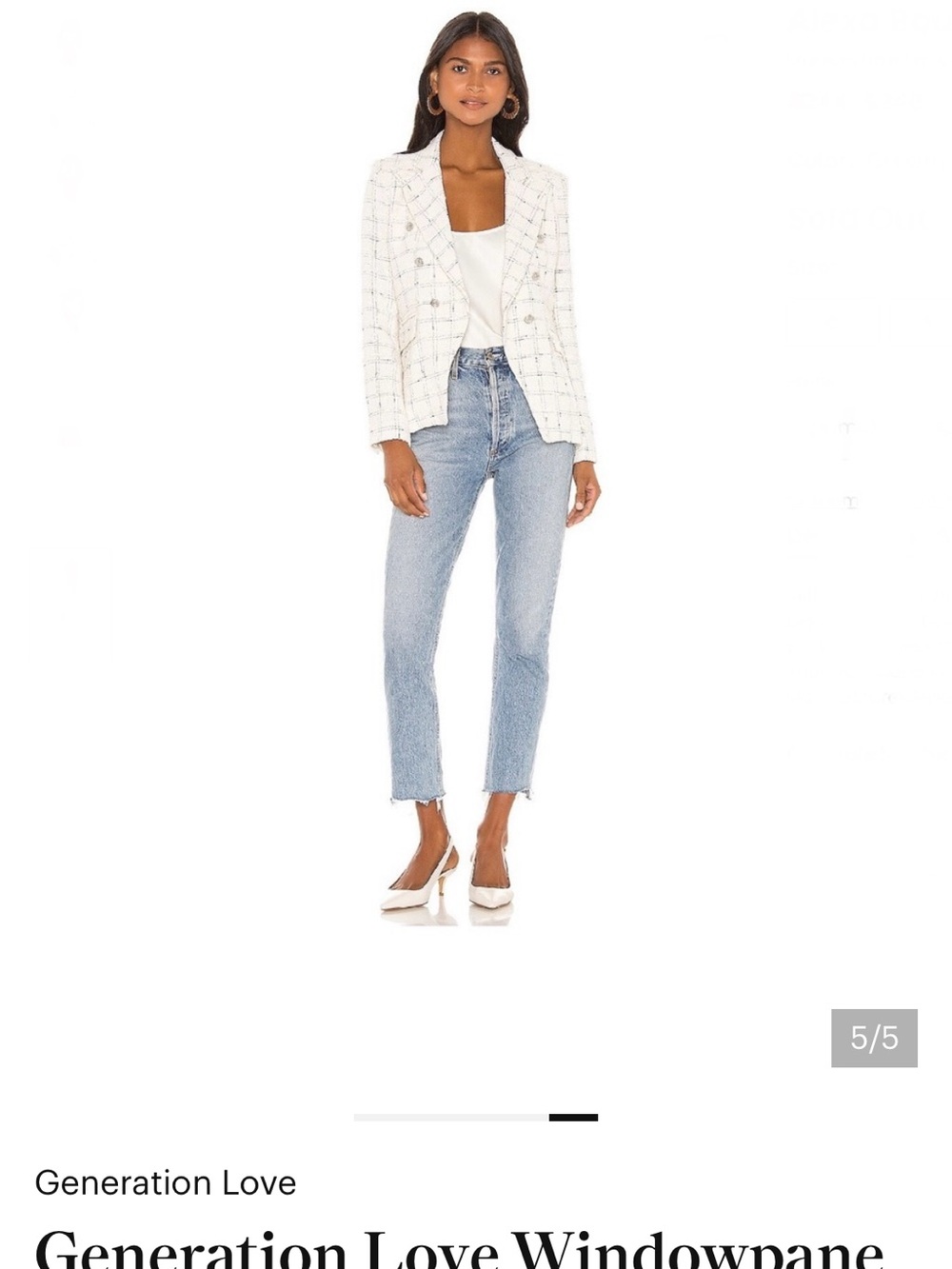 Generation Love Cream Windowpane Tweed Boucle  Double-Breasted Blazer